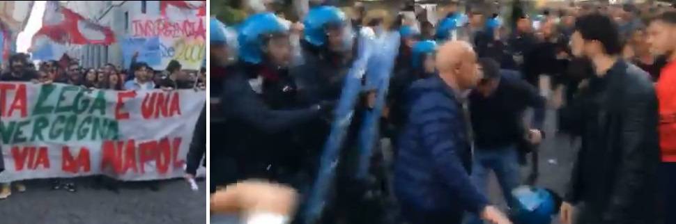 La violenza dei centri sociali contro la polizia e Salvini 