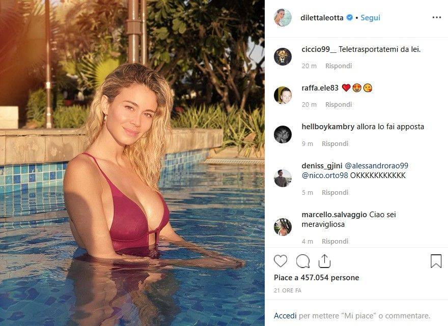 Diletta Leotta in costume su Instagram fa impazzire i fan