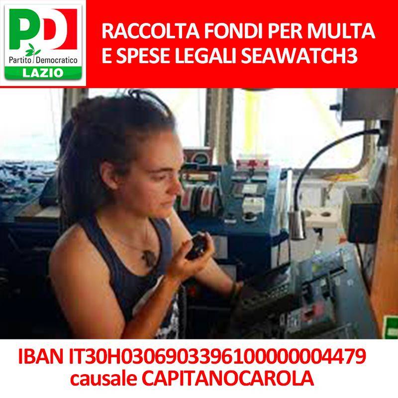 Sea Watch, il Pd Lazio raccoglie fondi per pagare la multa
