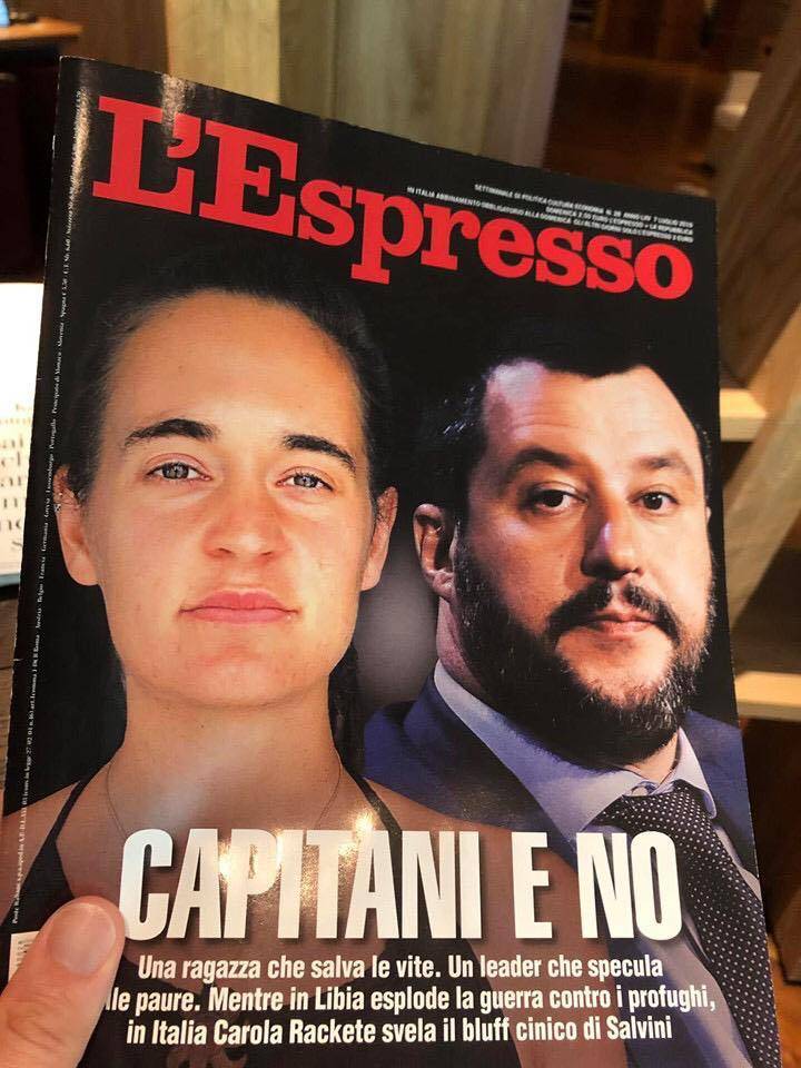 L'Espresso celebra la Rackete, Salvini: "Gliela lascio volentieri, io sto con gli italiani"