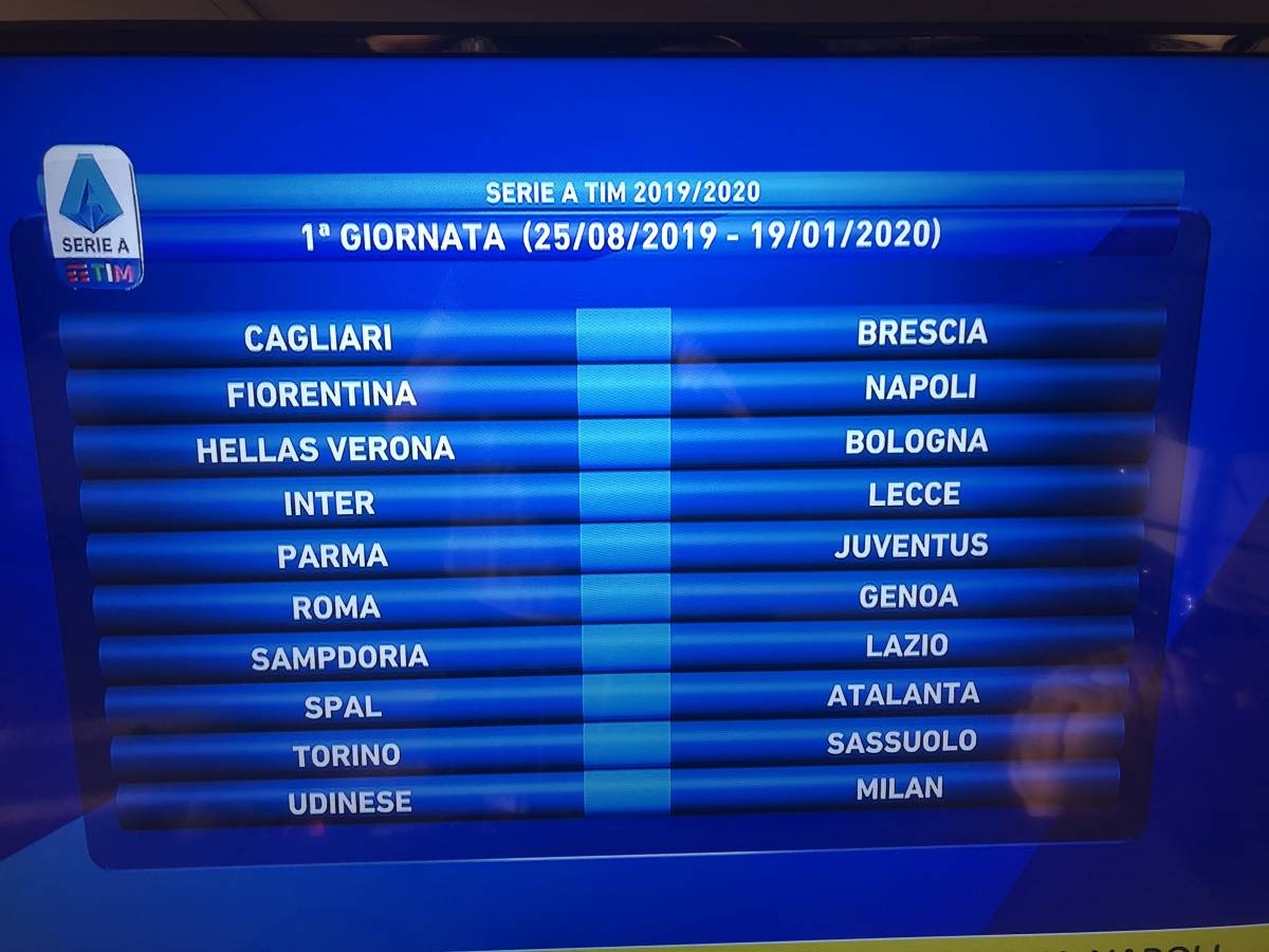 Serie A, prima giornata: la Juventus va a Parma, Inter-Lecce, Udinese-Milan