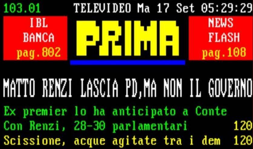 Scissione Pd, per il Televideo Renzi è diventato "Matto"