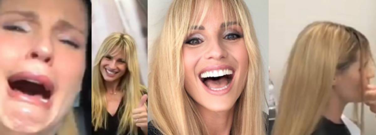 Michelle Hunziker tentenna prima di tagliare i capelli per Amici Celebrities