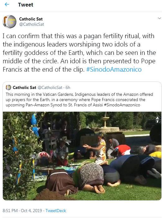 Bux: "Nei giardini vaticani si sono inchinati ad una nuova divinità"