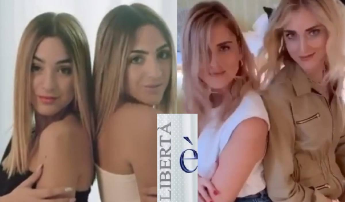 Chiara e Valentina Ferragni come Cora e Maril nel promo Chiara e Valentina Ferragni come Cora e Maril nel promo