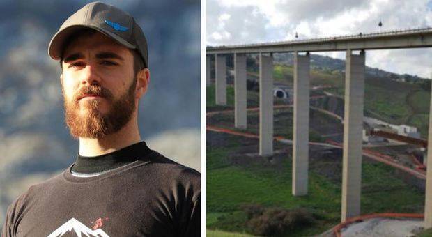 Si lancia dal viadotto con la tuta alare ma si schianta