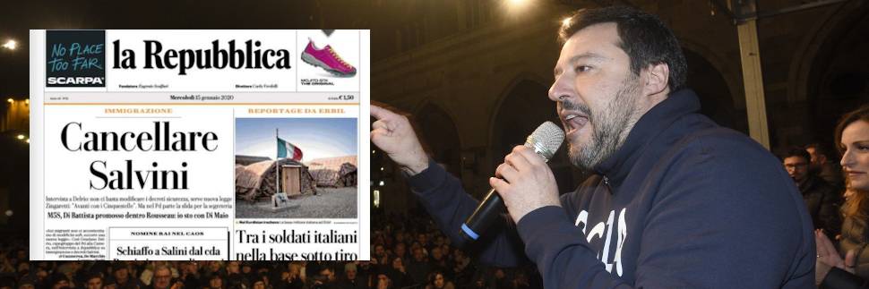 Repubblica "cancella" Salvini. La Lega: "Minaccia ignobile"
