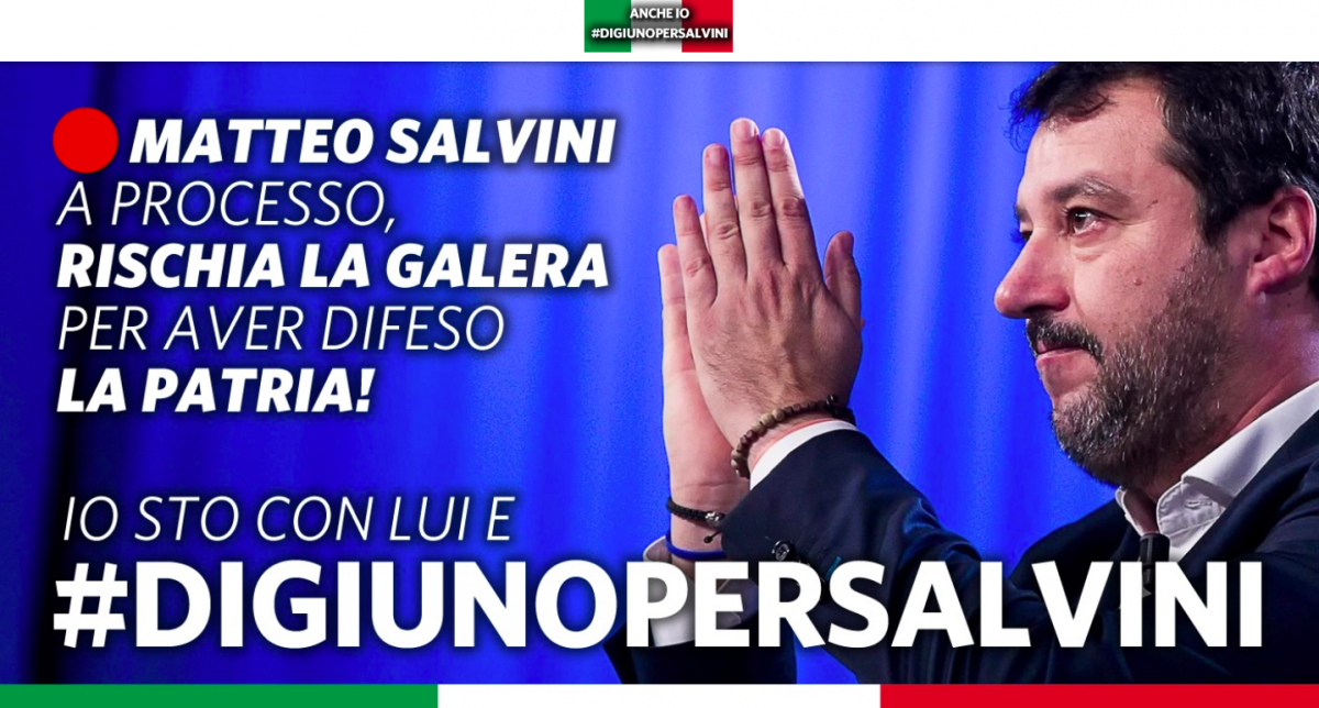 Caso Gregoretti, la Lega lancia l'iniziativa "Digiuno per Salvini"