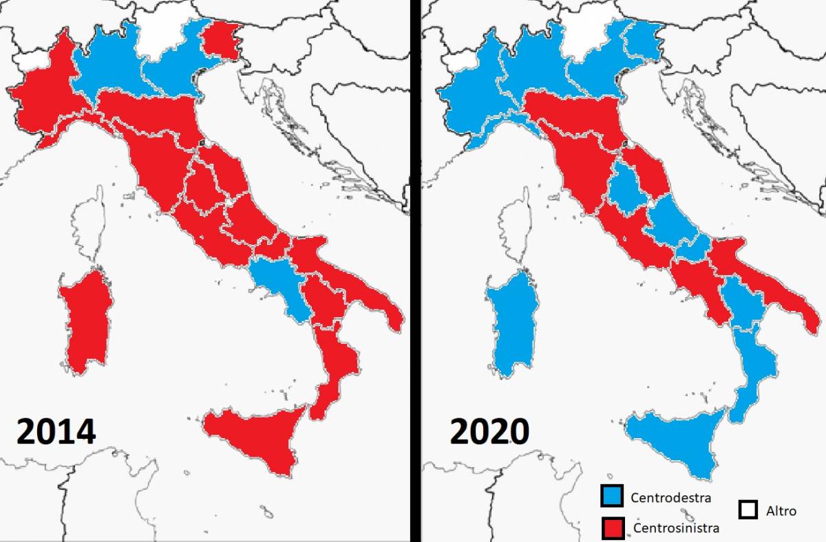 La Mappa Delle Regioni Dopo Il Voto In Emilia Romagna E In Calabria Ilgiornale It Mappa Politica Regioni Italia