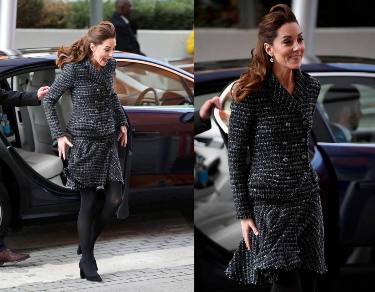 Imprevisto per Kate Middleton all'ospedale: la gonna si alza e mostra tuttto