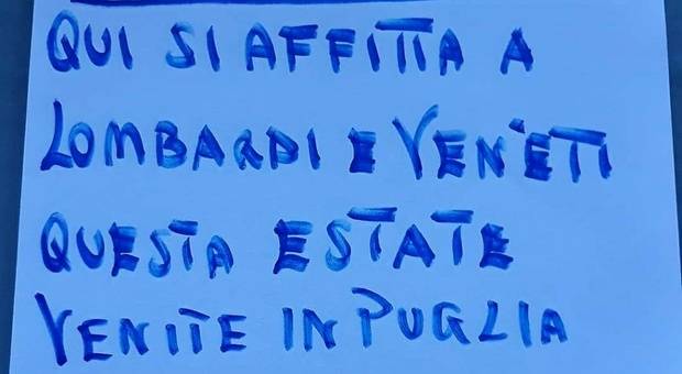 "Si affitta a lombardi e veneti", l'invito anti-Coronavirus della Puglia