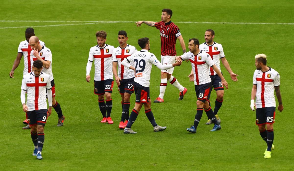 Serie A, il Genoa batte 2-1 il Milan nel deserto del Meazza