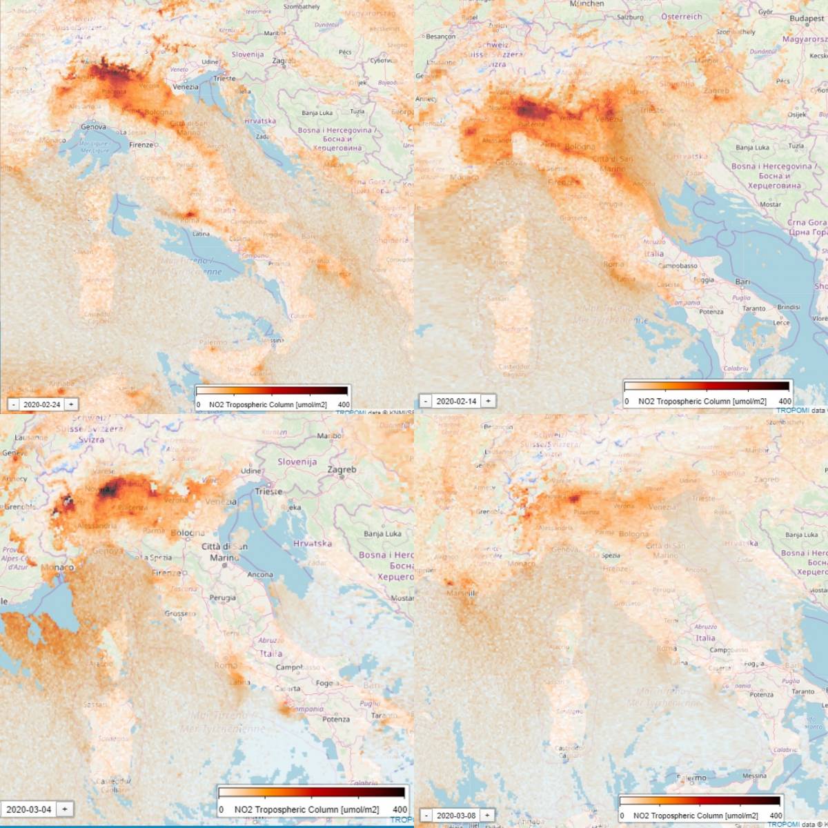Coronavirus, diminuisce lo smog al Nord Italia