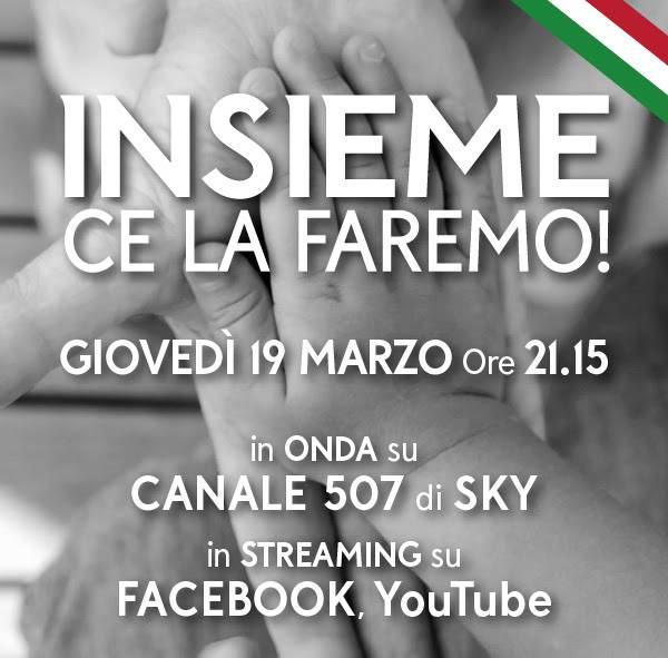 "Insieme ce la faremo": l'evento in streaming per sostenere chi lotta contro il virus