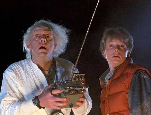 Christopher Lloyd e Michael J. Fox nel film «Ritorno al futuro»