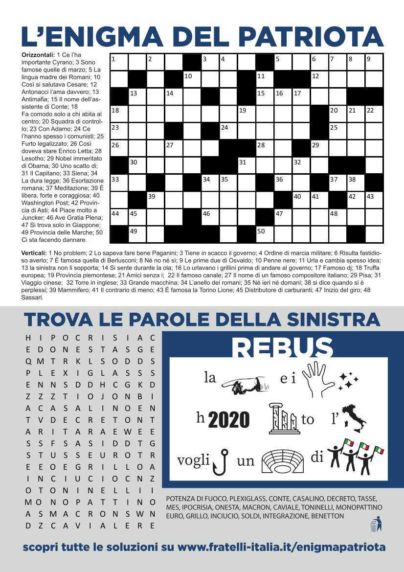 Un cruciverba e un rebus così FdI ironizza sul governo ilGiornale.it Un cruciverba e un rebus così FdI ironizza sul governo ilGiornale.it