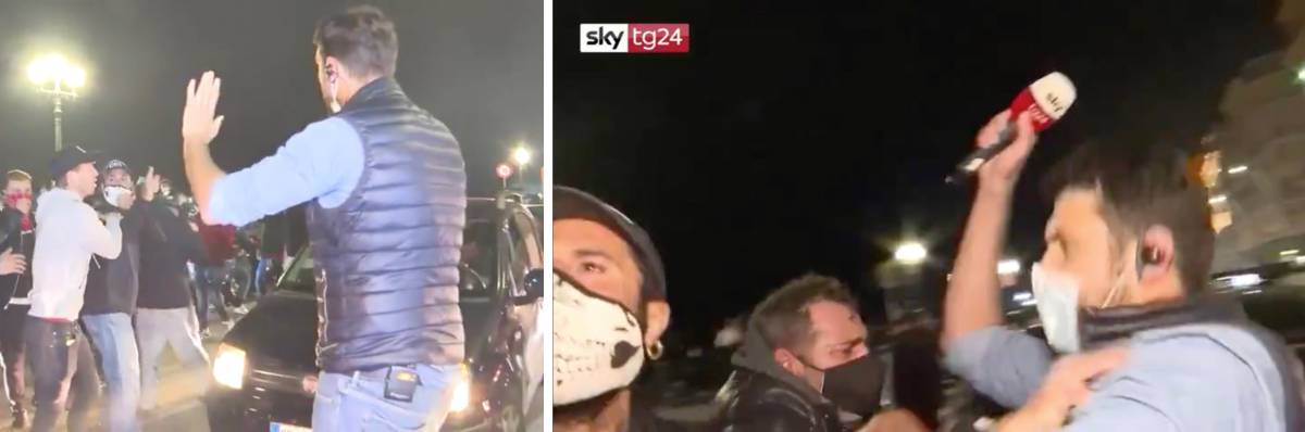 Giornalista di Sky picchiato in diretta tv durante gli scontri di Napoli
