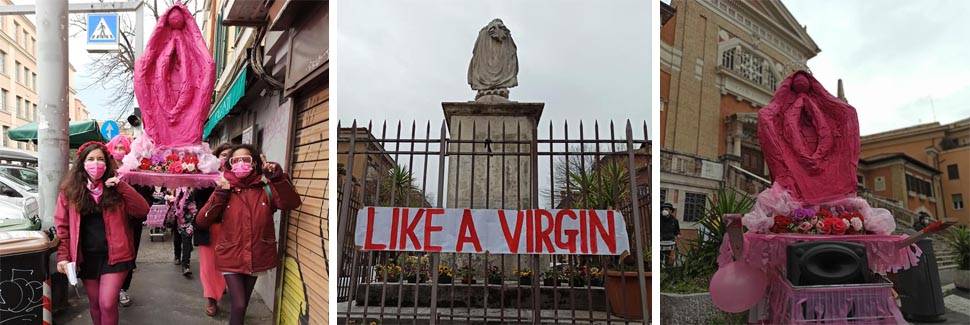 La Madonna a forma di vagina: processione choc delle femministe