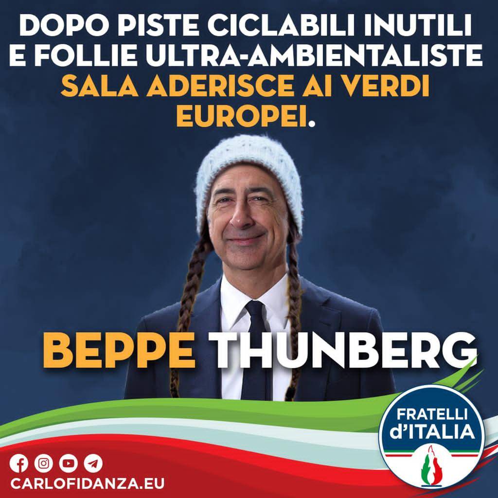 "Ecco il nuovo Sala Thunberg", ironia sul passaggio ai Verdi del sindaco di Milano