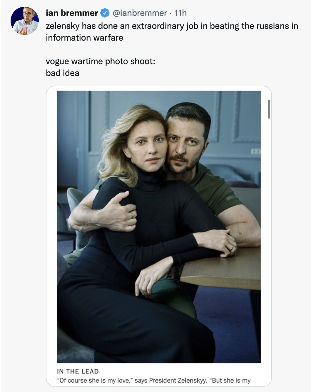 Zelensky e la moglie su Vogue. Ma come divi da copertina rischiano l'effetto boomerang