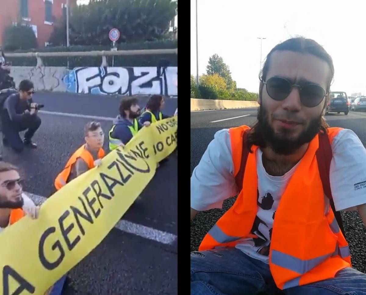 Attivisti pro-clima bloccano il Gra: autisti furiosi strappano gli striscioni