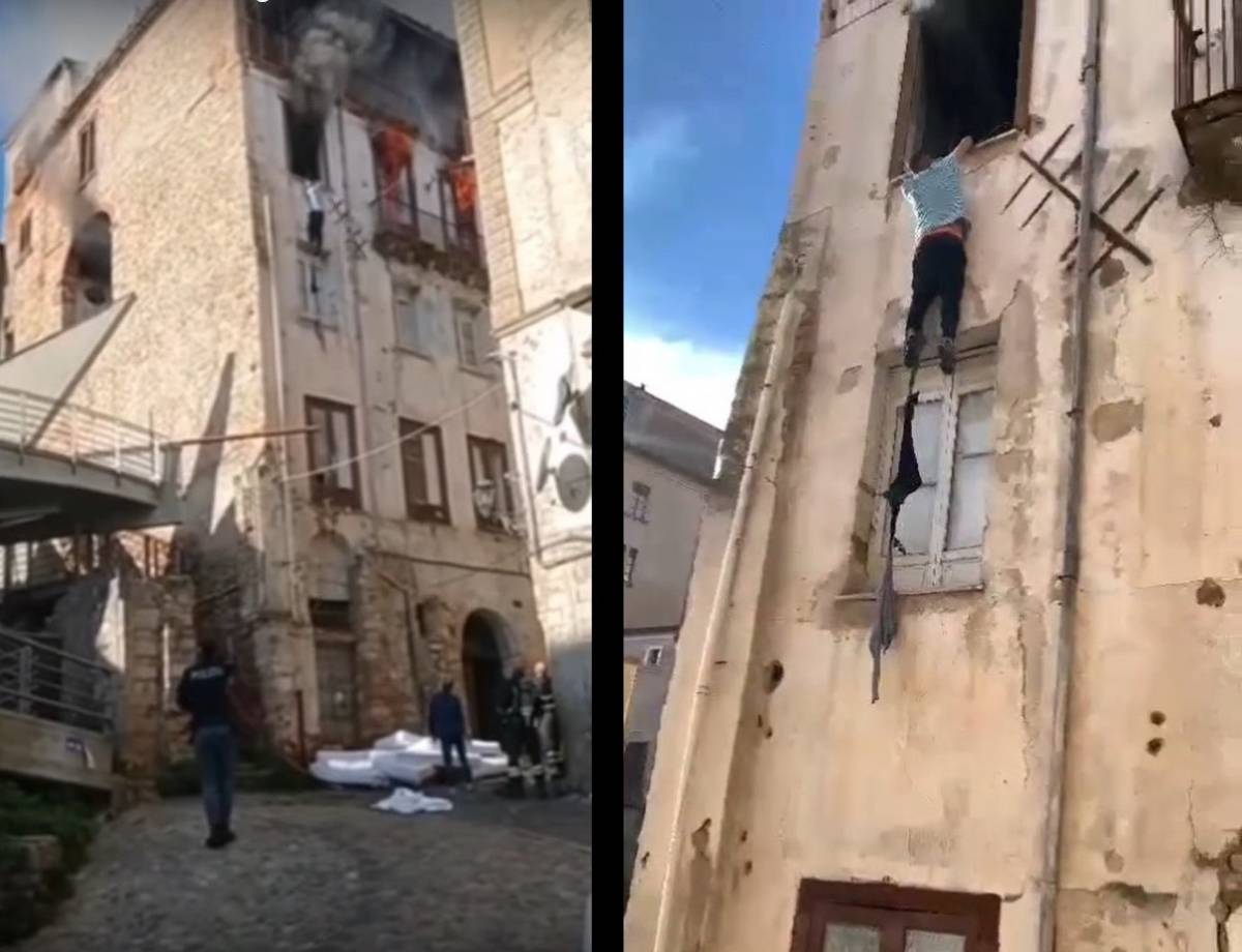 Scoppia incendio in un palazzo a Cosenza: il salvataggio in extremis