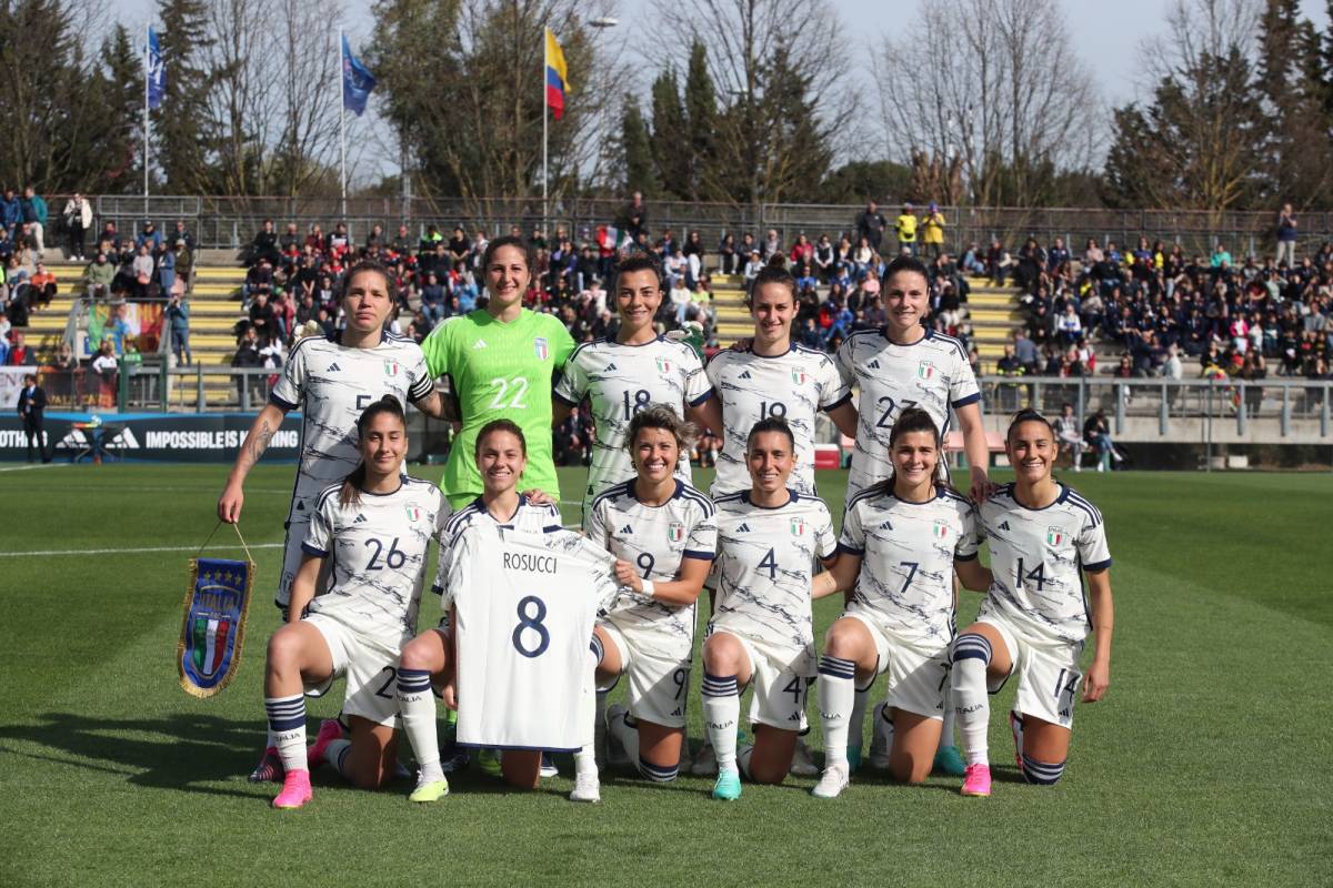 Nazionale di calcio femminile nel test match contro la Colombia (Figc)