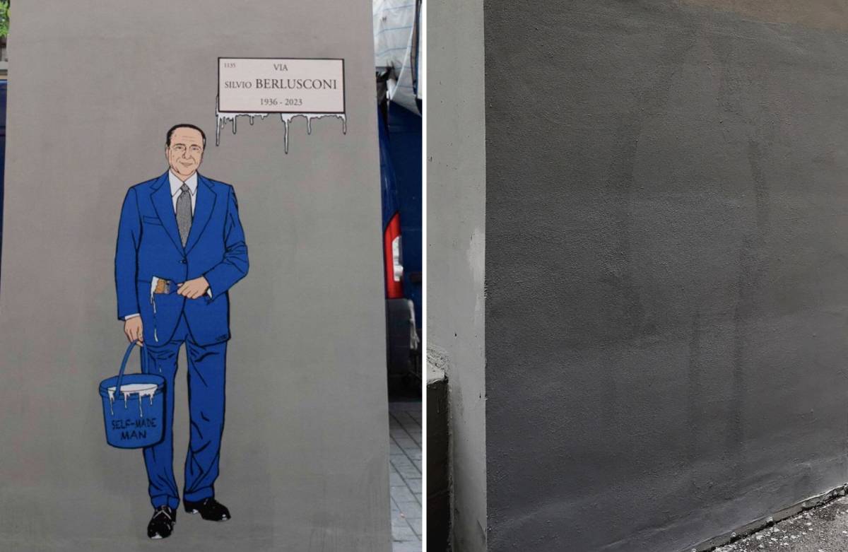 Altro sfregio a Berlusconi: cancellato il murale