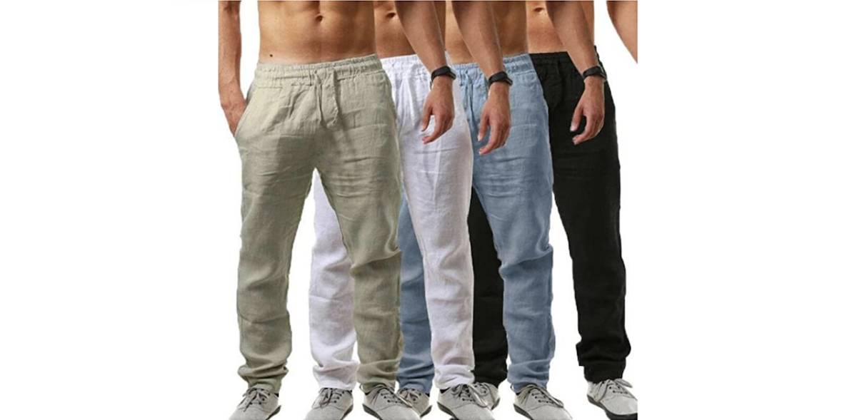 Pantaloni Lounge da Uomo Pigiama di Lino a Gamba Larga da Uomo Pantaloni da Jogging Leggeri da Notte con Stampa Solare Pantaloni Lounge da Uomo Pigiama di Lino a Gamba Larga da Uomo Pantaloni da Jogging Leggeri da Notte con Stampa Solare