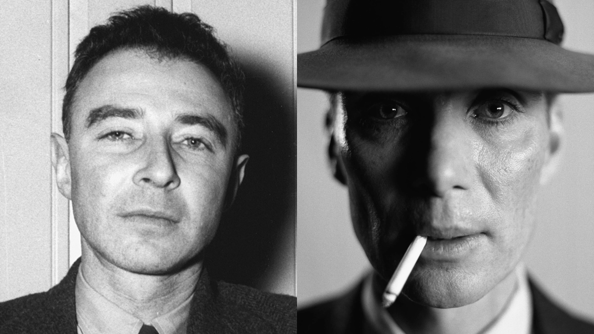 A sinistra Robert Oppenheimer negli anni Quaranta, a destra l'attore Cillian Murphy nei panni del fisico americano nel film di Christopher Nolan.