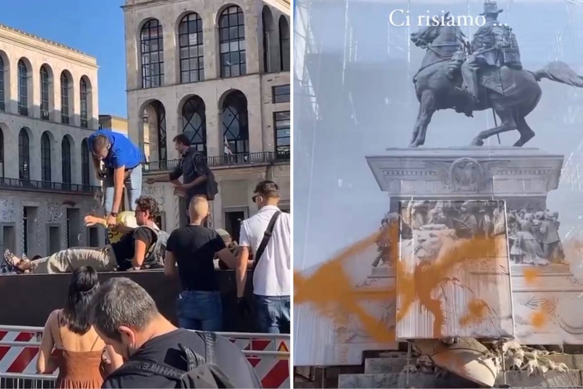 Non c'è pace per il monumento in Duomo: gli eco-vandali colpiscono ancora