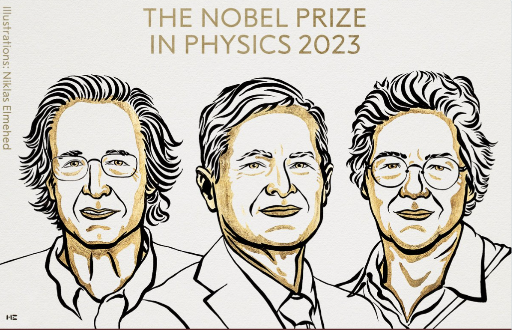 I fisici Pierre Agostini, Ferenc Krausz e Anne L'Huillier, hanno vinto il premio Nobel 2023