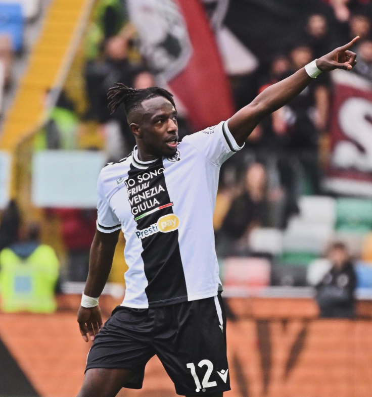 Hassane Kamara trova il primo gol in Serie A con la rovesciata che vale il pareggio (via Udinese Calcio)
