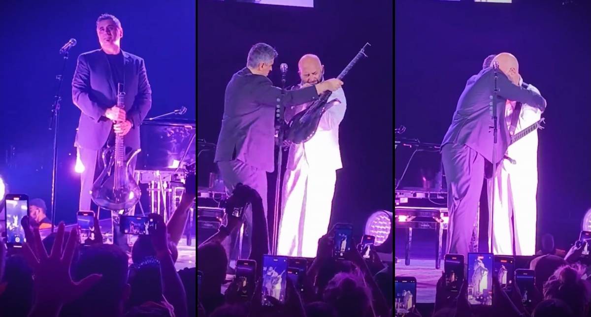 Riceve la chitarra di Pino Daniele dal figlio, Giuliano Sangiorgi scoppia in lacrime