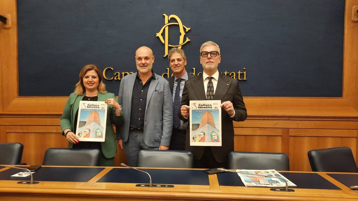 Da sinistra Veronica Felici, Edoardo Sylos Labini, Paolo Petrecca e Federico Mollicone