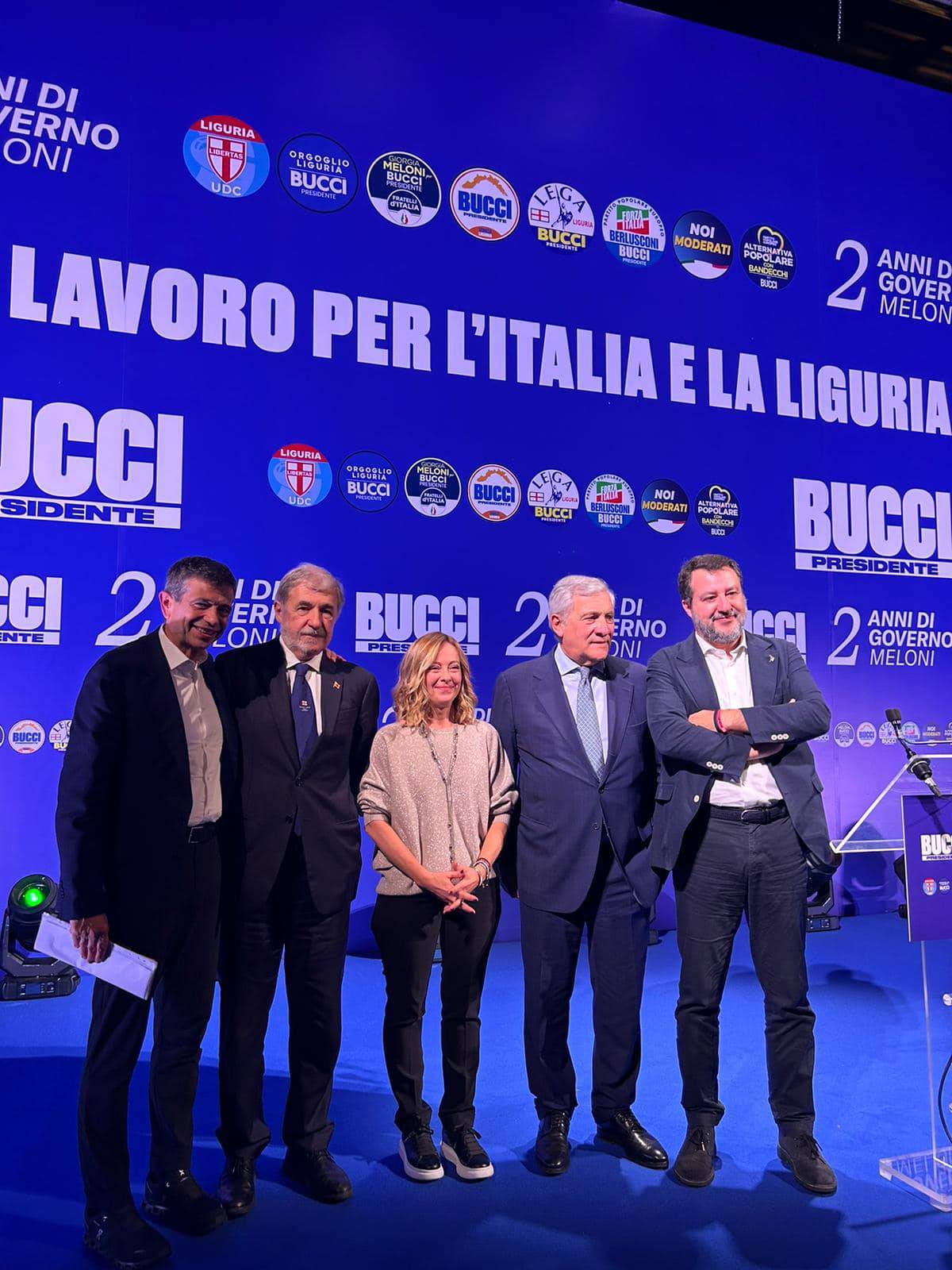 Meloni si congratula con Bucci: "Fiducia al centrodestra unito"