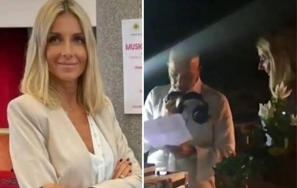 A sinistra Cristina Seymandi, a destra un frame del video con cui Massimo Segre, annunciò la separazione dalla fidanzata