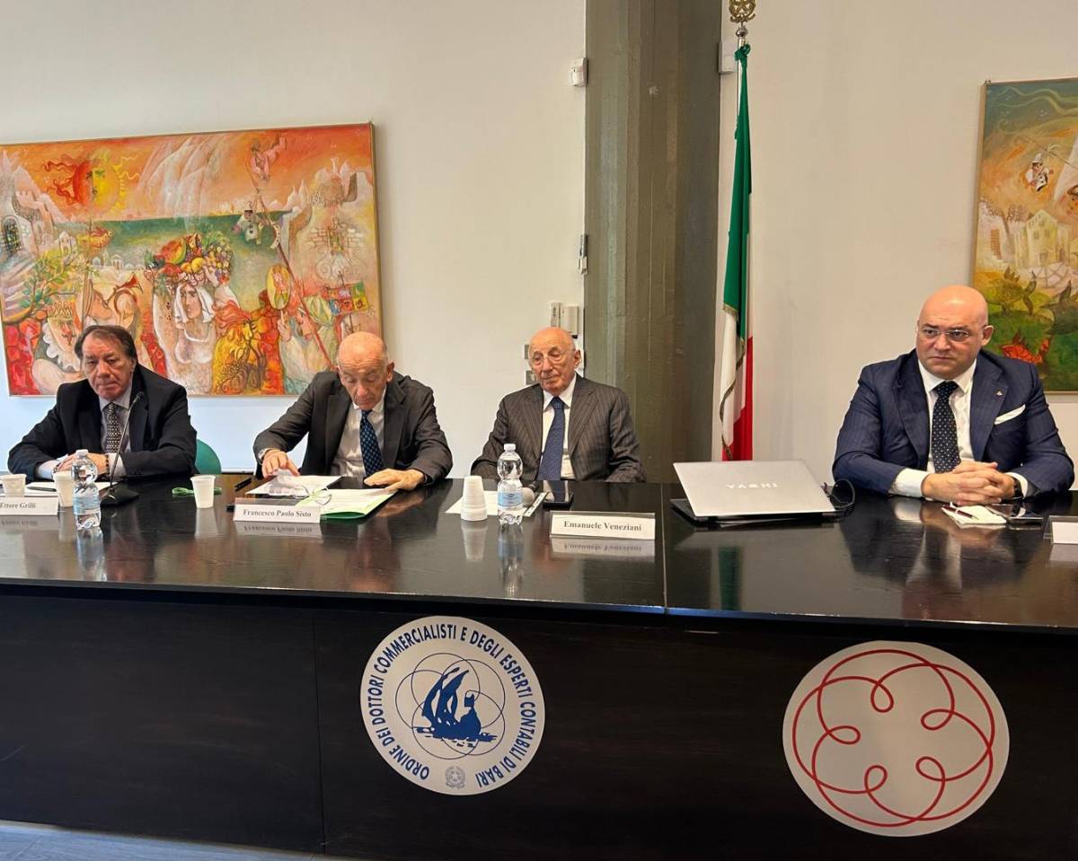 Da sinistra Ettore Grilli, Francesco Paolo Sisto, Emanuele Veneziani e Luigi Pagliuca