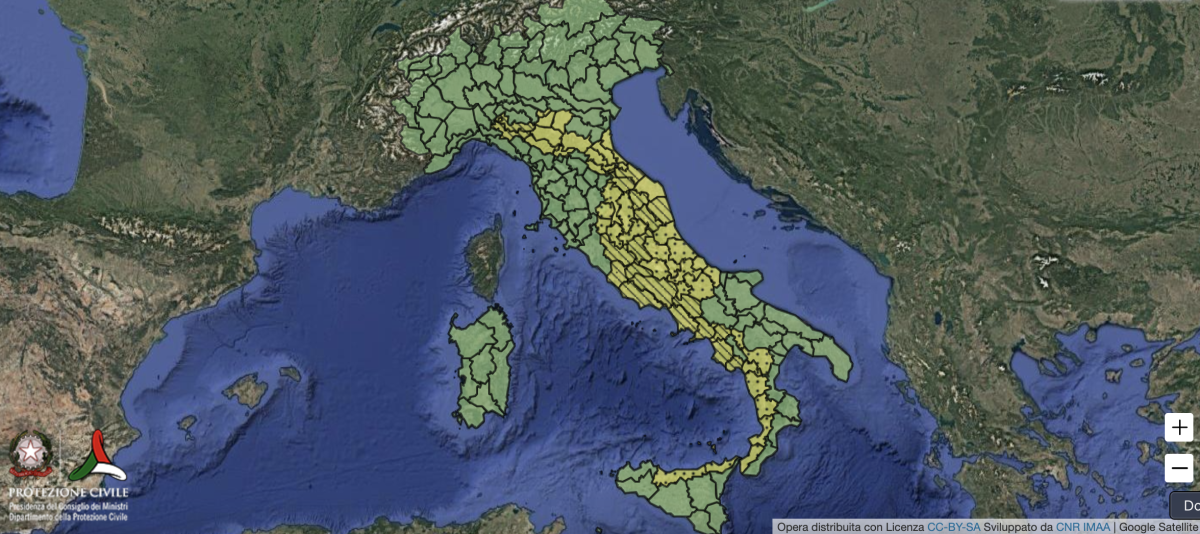 Maltempo, scatta l'allerta gialla in 10 regioni 