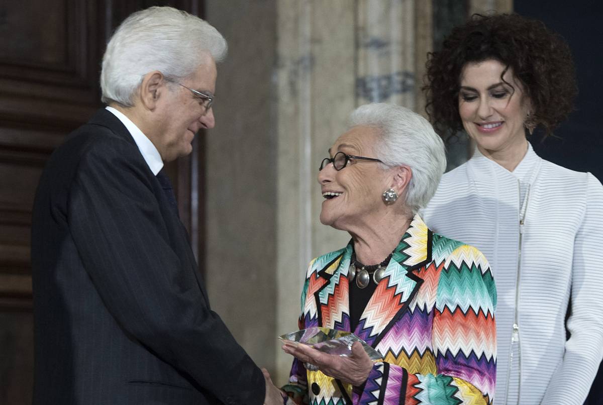 Rosita Missoni con Sergio Mattarella nel 2014