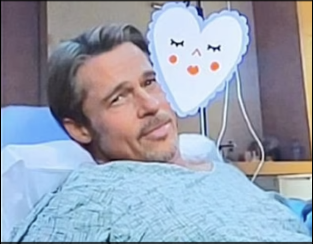 Una delle foto di Brad Pitt in ospedale generata dall'Intelligenza Artificiale usata dal truffatore per chiedere soldi alla vittima