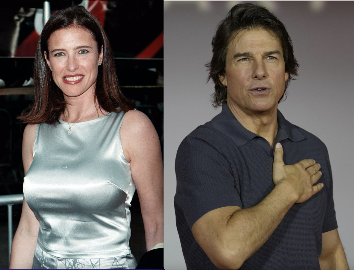 A sinistra la prima moglie di Tom Cruise Mimi Roger che instradò l'attore (a sinistra) ad entrare nella comunità di Scientology