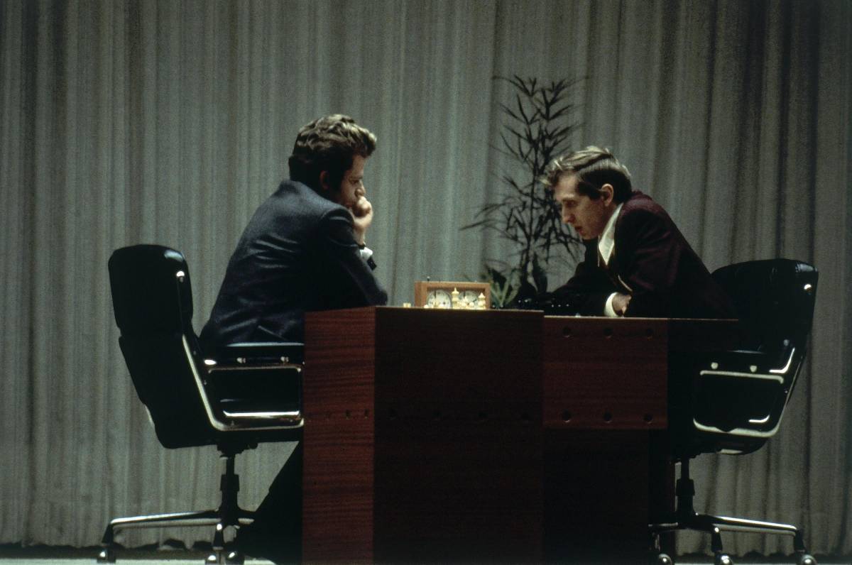 Boris Spassky e Bobby Fischer durante la leggendaria partita avvenuta a Reykyavik nel 1972 