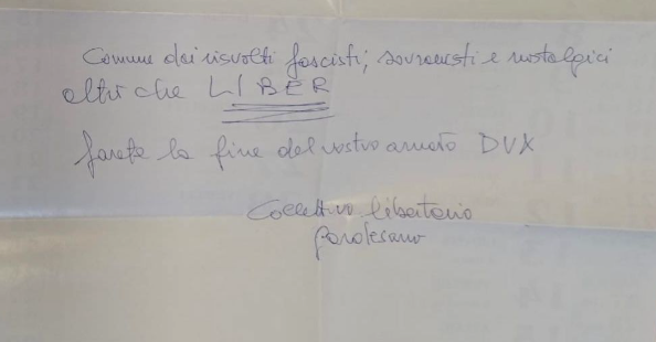 "Farete la fine del vostro amato Dux": minacce a Prevalle per la fiera del libro