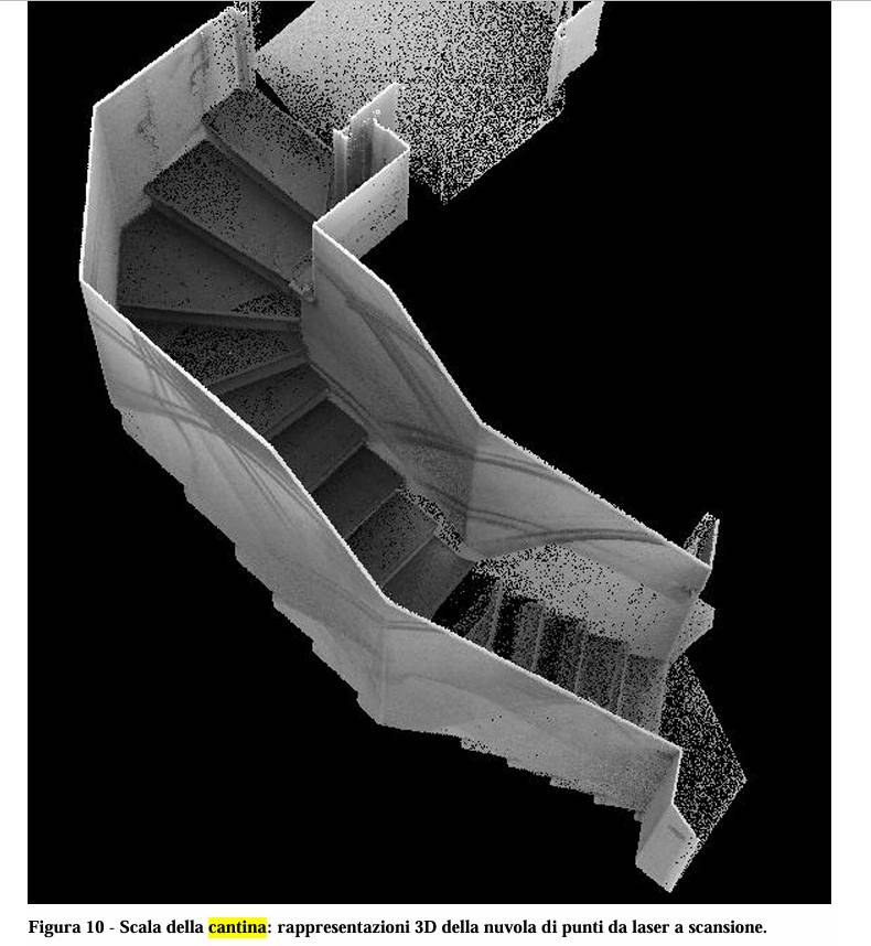 La riproduzione in 3D della scala che porta alla cantina dei Poggi