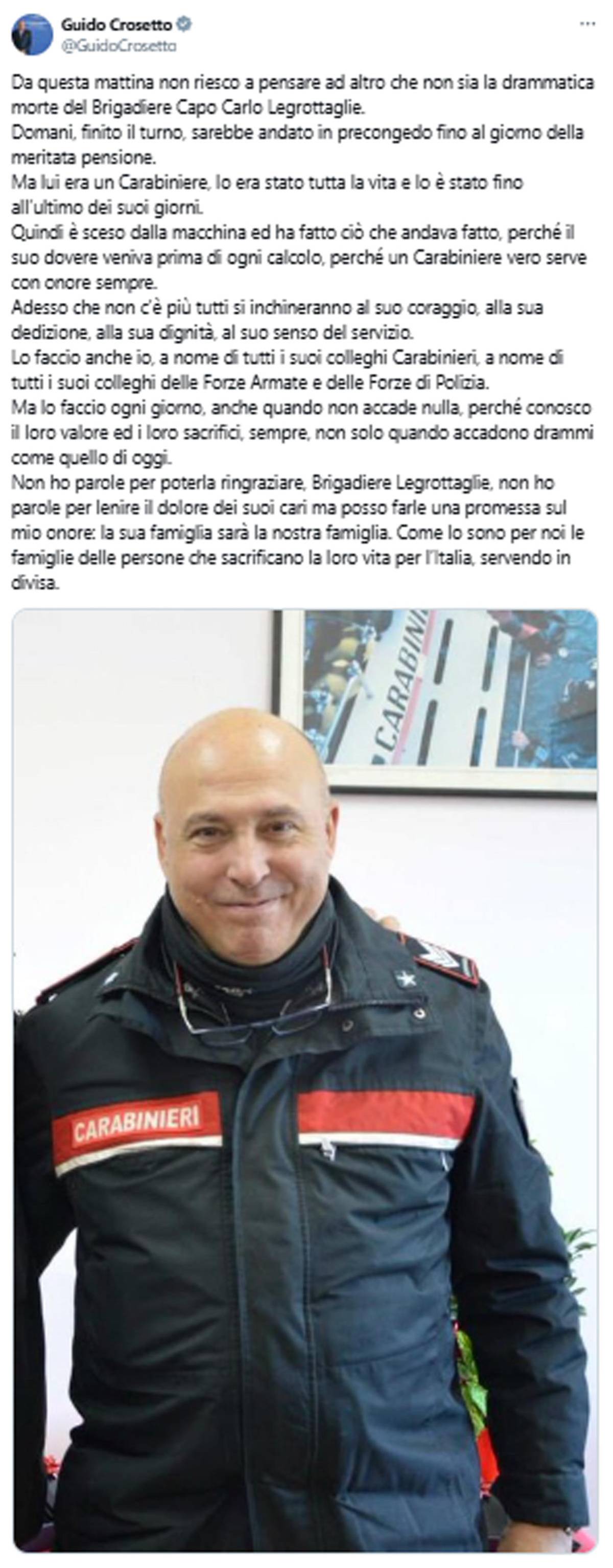 Meloni affranta: "Era un eroe. Hanno colpito l'Italia intera"