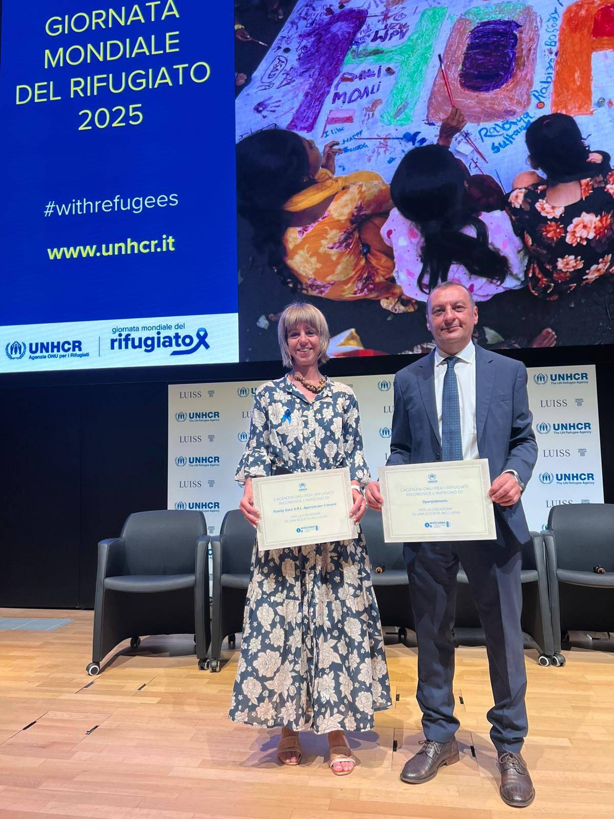 Openjobmetis e Family Care ricevono il premio “Welcome. Working for Refugee Integration 2024” dell’UNHCR