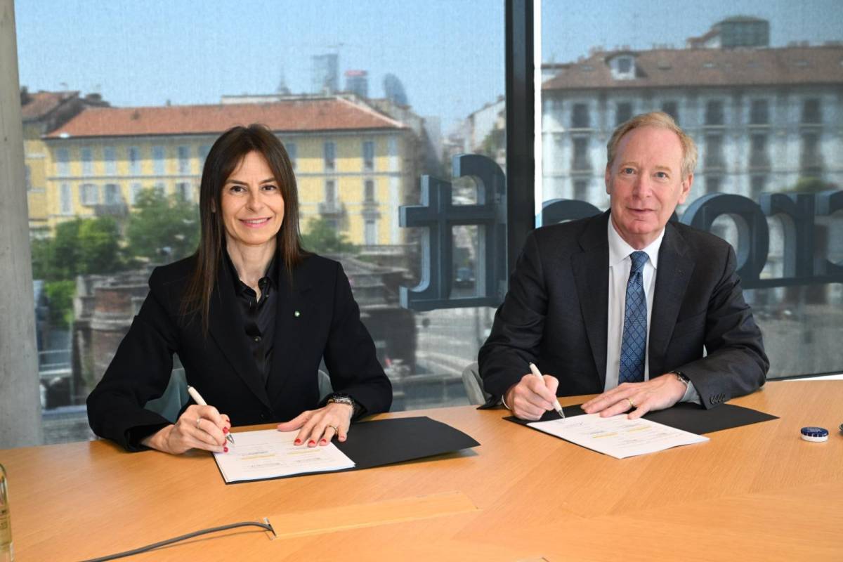 Giuseppina Di Foggia, Amministratore Delegato e Direttore Generale di Terna, e Brad Smith, Vice Chair & President di Microsoft