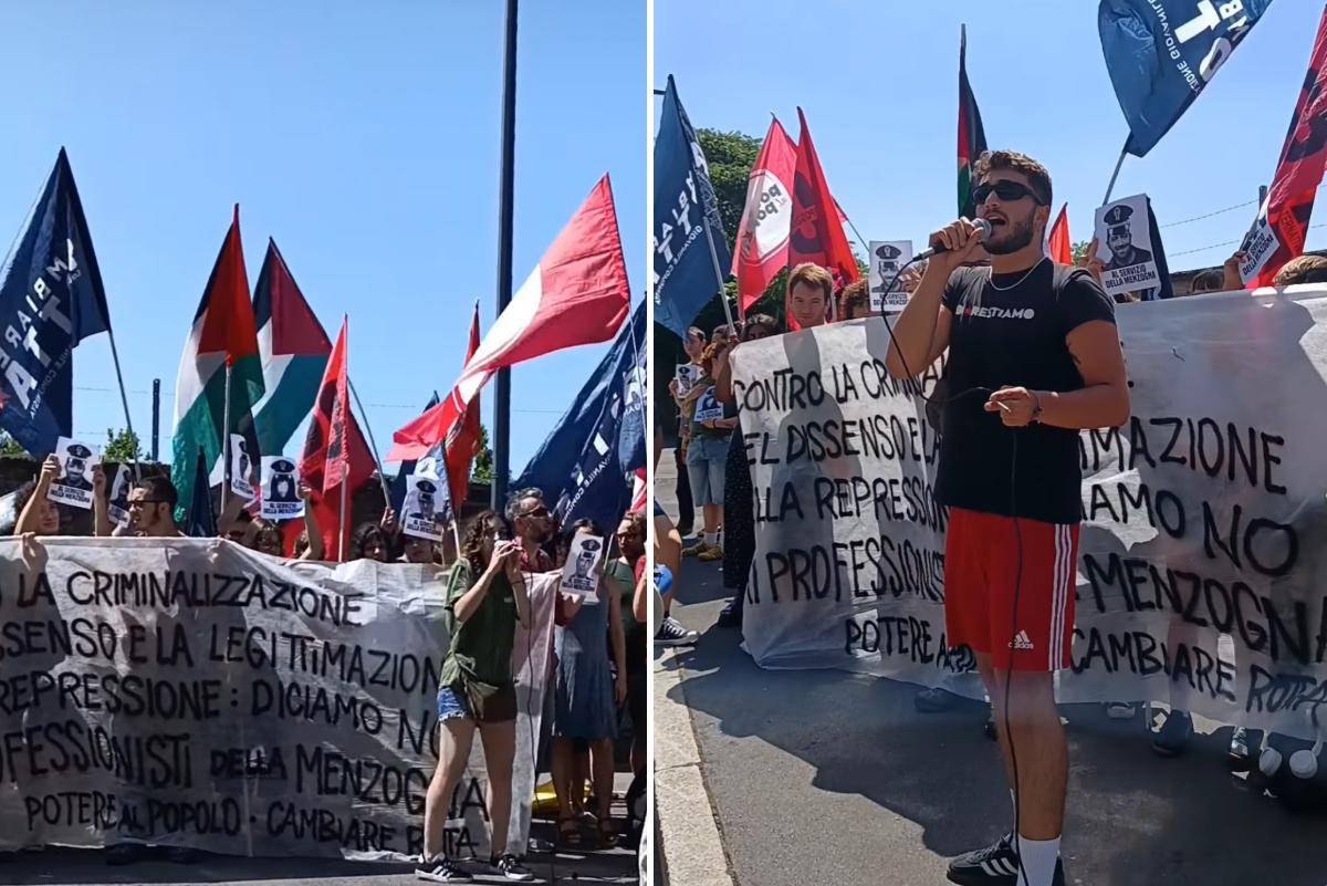 I Pro Pal sotto la sede di Giornale e Libero. Striscioni e minacce ai giornalisti