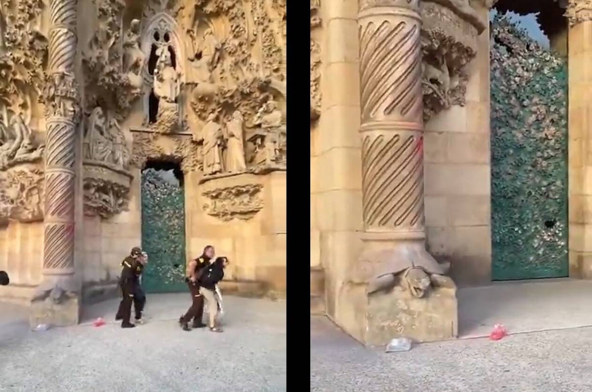 Vernice rossa sulla facciata della Sagrada Familia: il nuovo blitz degli ambientalisti